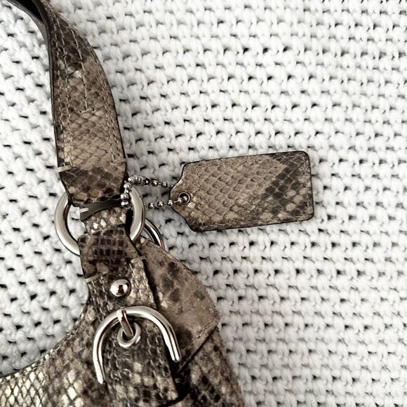 Coach Maggie Python Madison Embossed Leather Beige Grey Snake Shoulder Bag Hobo - Picture 4 of 9